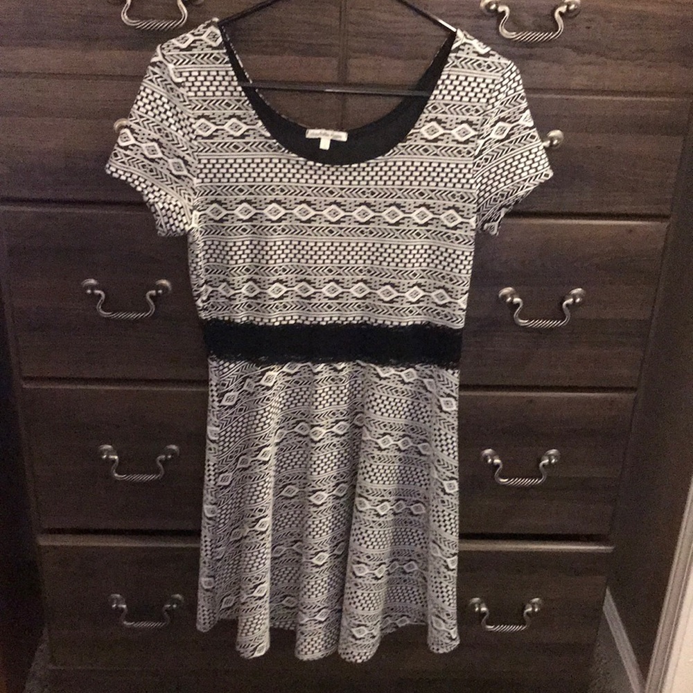 Black and white dress.